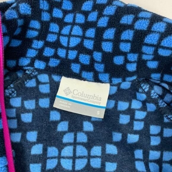 Columbia Womens Small Half-Zip Fleece Pullover Blue Geometric Pattern Polyester - Picture 4 of 9